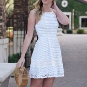 J by J.O.A. Lace Striped Dress blue White Size Medium